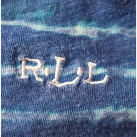 Lauren Ralph Lauren Blue Ombre Striped T-Shirt Dress V-Neck Sleeveless Sz L Chic - Picture 4 of 7